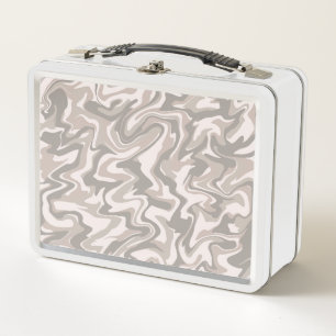 Hippie 70s Grey Marble Liquid Swirl Boho Pattern Metal Lunch Box