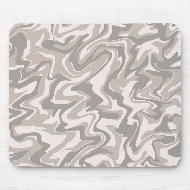 Hippie 70s Grey Marble Liquid Swirl Boho Pattern Mouse Pad (Front)