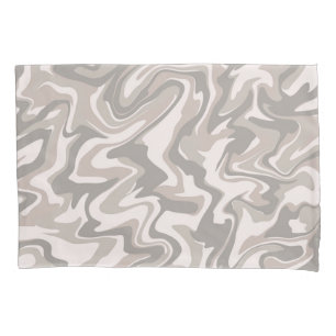 Hippie 70s Grey Marble Liquid Swirl Boho Pattern Pillowcase