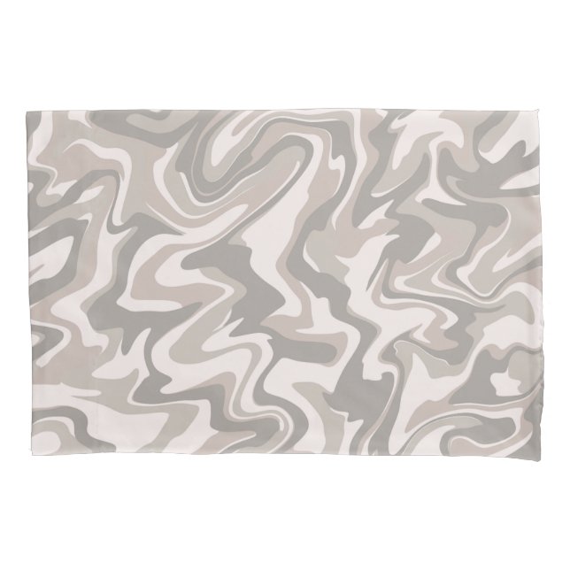Hippie 70s Grey Marble Liquid Swirl Boho Pattern Pillowcase (Front)