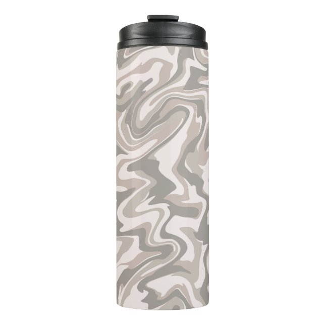Hippie 70s Grey Marble Liquid Swirl Boho Pattern Thermal Tumbler (Front)