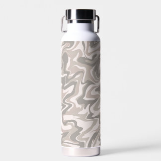 Hippie 70s Grey Marble Liquid Swirl Boho Pattern Water Bottle