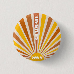 Hippie 70s Retro Education Graduation Orange Pin