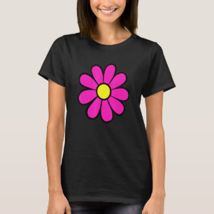 Hippie 70s Retro Funky Pink Flower Hippie Love Flo T-Shirt