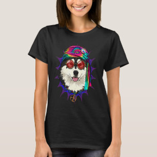 Hippie Alaskan Malamute Dog Tie Dye Peace Sign Psy T-Shirt