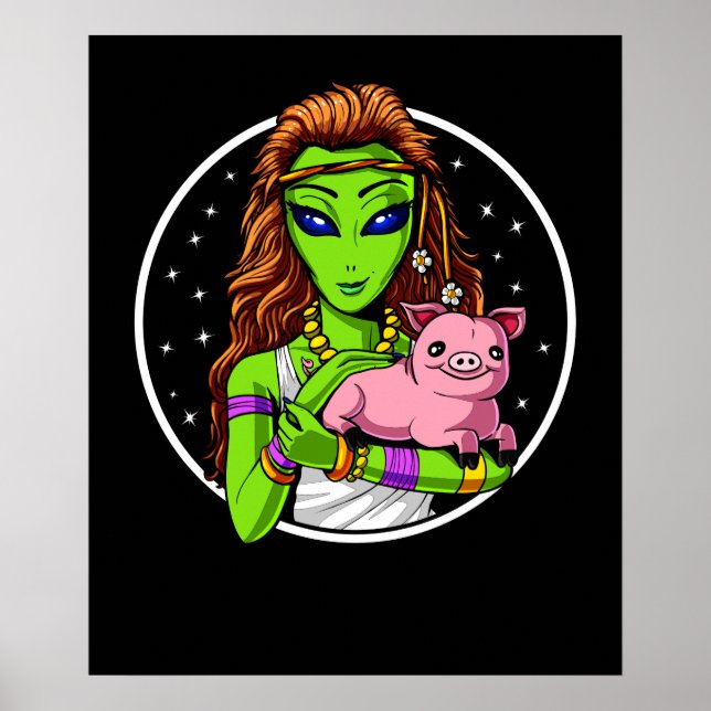 Hippie Alien Vegan Girl Poster (Front)