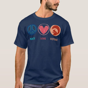 Hippie Animal Lover Gift Peace Sign Squirrel  T-Shirt