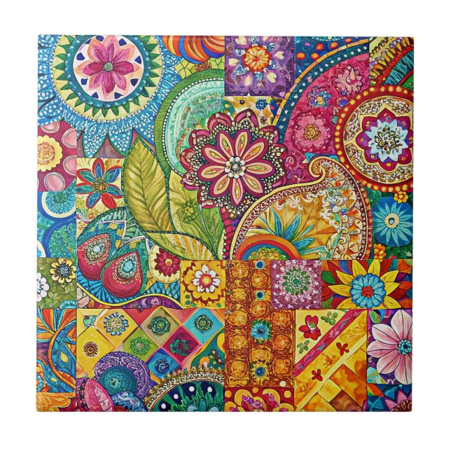 Hippie Art Ceramic Tile (Front)