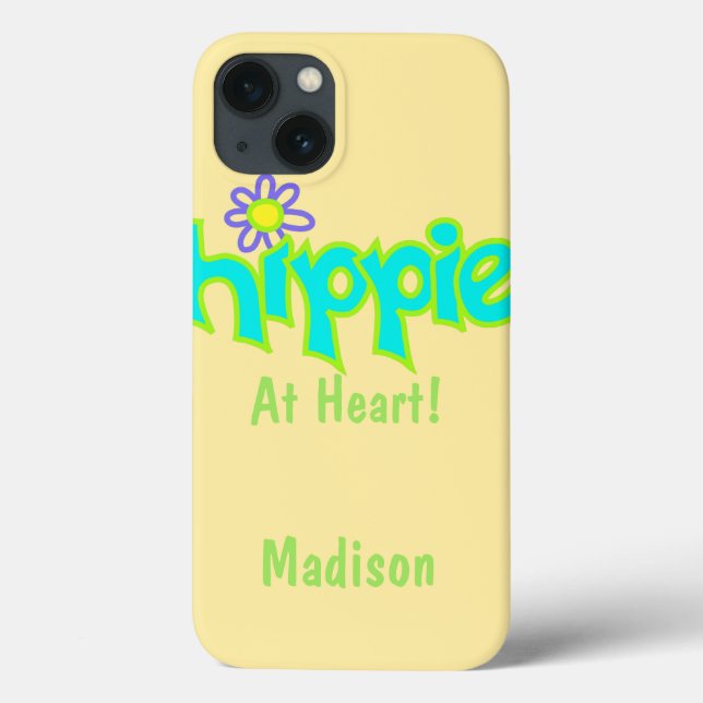 Hippie at Heart Turquoise Name Personanalized Case-Mate iPhone Case (Back)