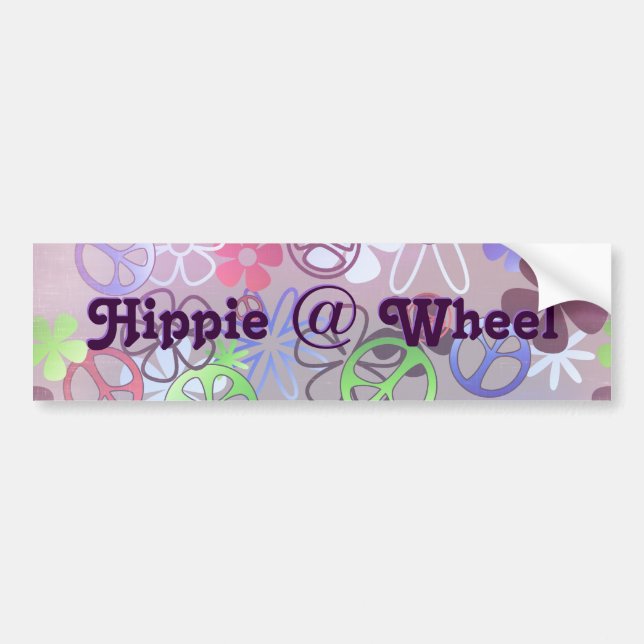 Hippie at Wheel Bumper Sticker (Front)