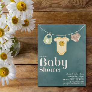 Hippie Baby Clothesline Neutral Baby Shower Invitation