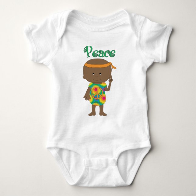 Hippie Baby Peace African American Baby Bodysuit (Front)