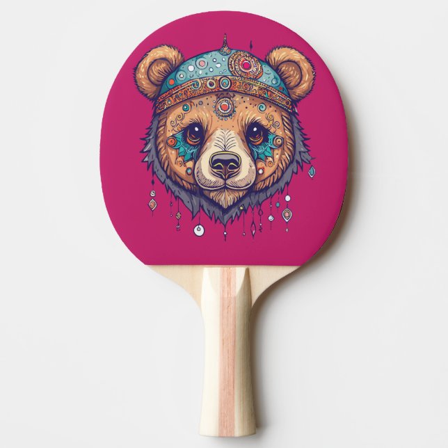 Hippie Bear I Ping Pong Paddle (Front)