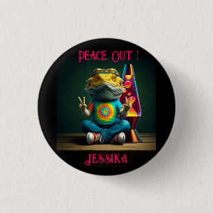Hippie Bearded Dragon Peace Retro Custom 3 Cm Round Badge