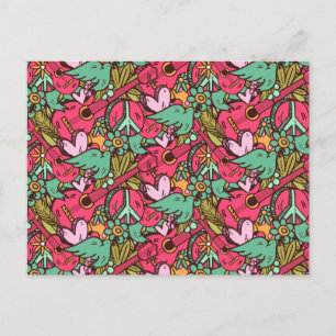 Hippie Birds and Peace Signs Postcard