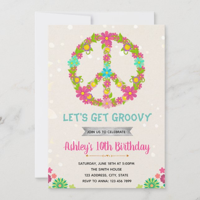 Hippie birthday card Invitation (Front)