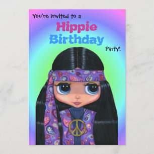 Hippie Birthday Party Purple Paisley Hippie Girl Invitation