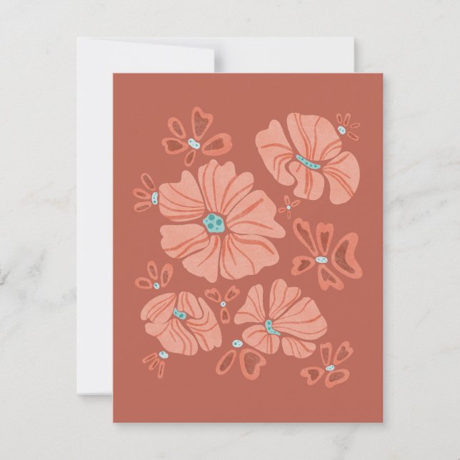 Hippie Blooms: Abstract Red Flower Power Artwork (Front)