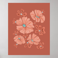 Hippie Blooms: Abstract Red Flower Power Artwork