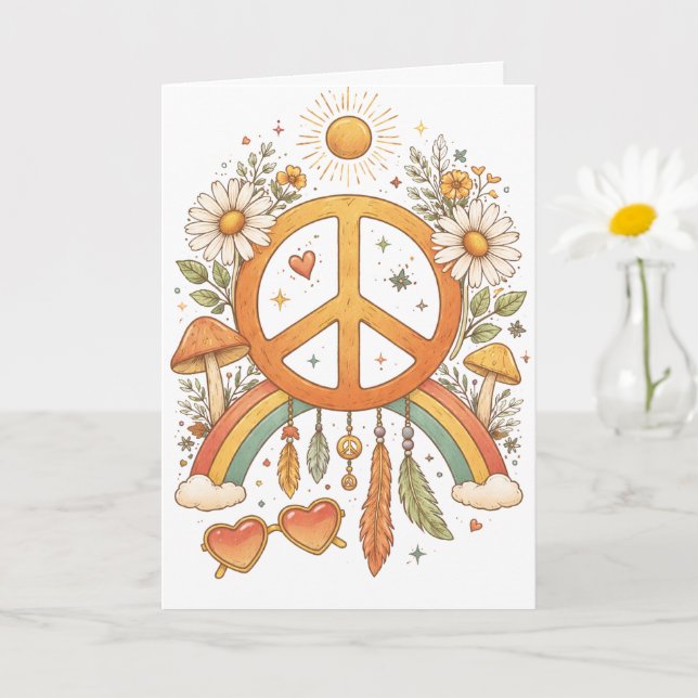 Hippie Bohemian Vibes Blank Art Card (Small Plant)