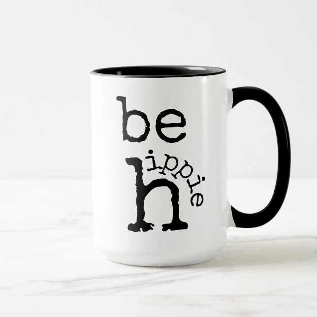 Hippie, Boho, Black White, Coffee Mug (Right)