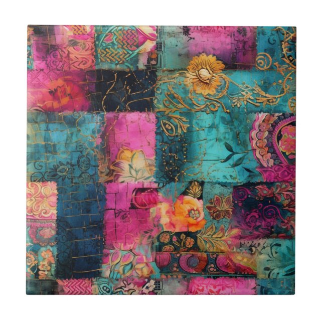 Hippie Boho Ceramic Tile (Front)