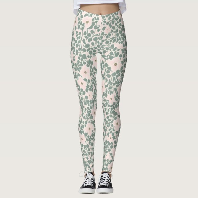 Hippie Boho Floral  Leggings (Front)