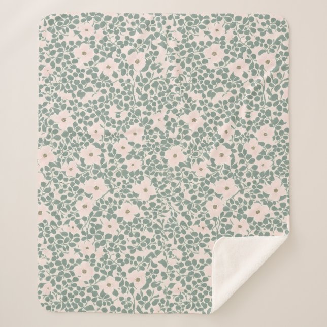 Hippie Boho Floral  Sherpa Blanket (Front)
