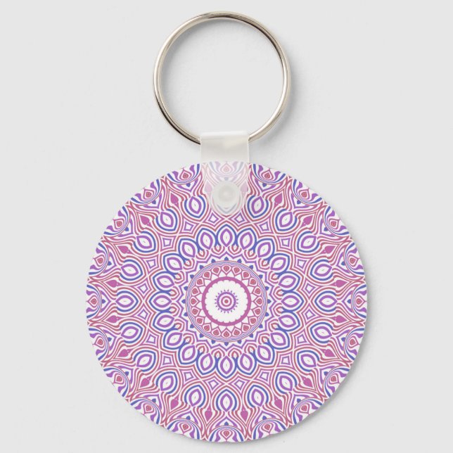 Hippie Boho Funky Groovy Bohemian Kaleidoscope Key Ring (Front)