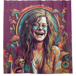 Hippie Boho Groovy Vibes Retro Psychedelic Trippy  Shower Curtain