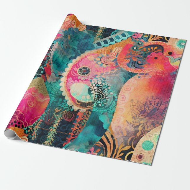 Hippie Boho Wrapping Paper (Unrolled)