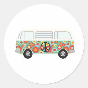Hippie Bus Classic Round Sticker