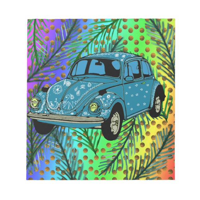 Hippie car Colourful Art   Notepad (Front)
