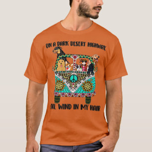Hippie car dog on a dark desert highway cool wind  T-Shirt