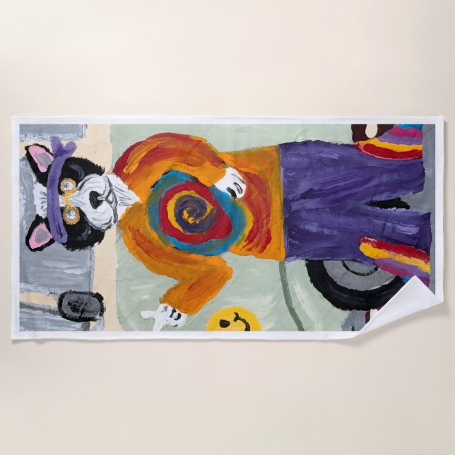 Hippie Cat Daddy  Beach Towel (Front)
