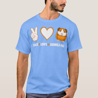 Hippie Cavy Lover Guinea Pig Owner Peace, Love, Gu T-Shirt