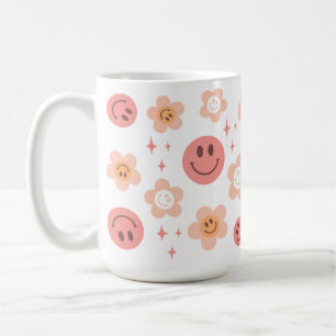 Hippie Chequerboard Smile Face 60s Pattern Mug