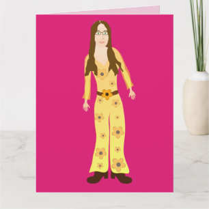 HIPPIE CHICK 1960S GROOVY BIRTHDAY CARD FOR FRIEND