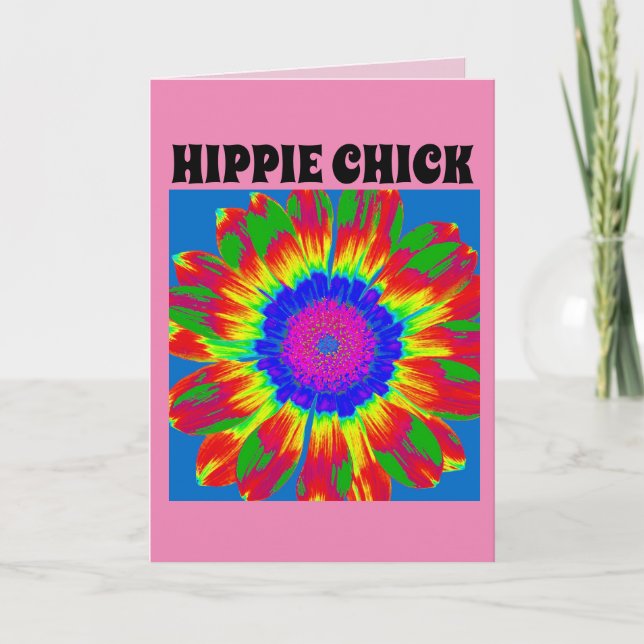 HIPPIE CHICK BIRTHDAY CARD (Front)