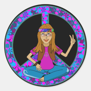Hippie Chick Classic Round Sticker