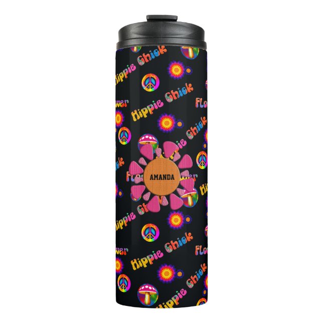 Hippie Chick Flower Power Peace Personalised  Thermal Tumbler (Front)