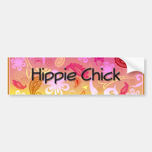 Hippie Chick Paisley Pattern Bumper Sticker (Front)