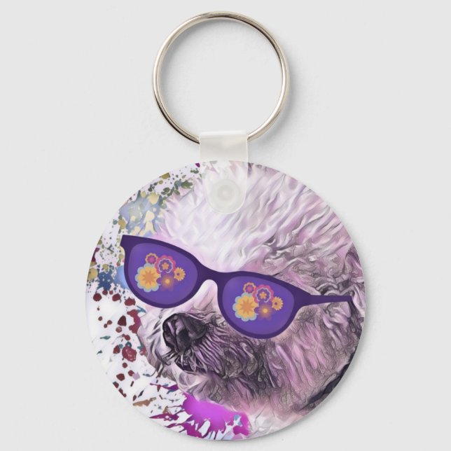 Hippie 'Chon the Bichon Flexible Magnet Key Ring (Front)