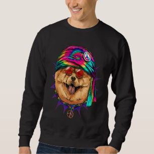 Hippie Chow Chow Tie Dye Peace Sign Psychedelic Do Sweatshirt