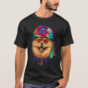 Hippie Chow Chow Tie Dye Peace Sign Psychedelic Do T-Shirt