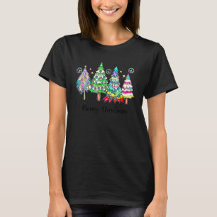 Hippie Christmas Trees Boho Christmas Retro Christ T-Shirt