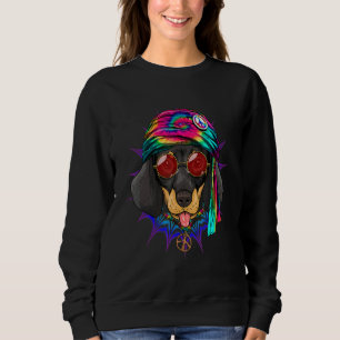 Hippie Dachshund Tie Dye Peace Sign Psychedelic Do Sweatshirt