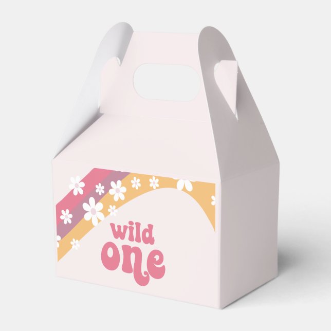 Hippie Daisy boho Wild One Rainbow Favour Box (Front Side)