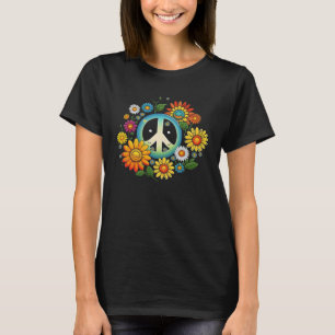 Hippie Daisy Peace Sign Retro Flower Sunflower   2 T-Shirt