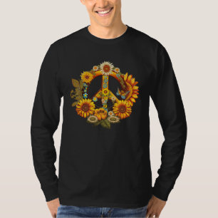 Hippie Daisy Peace Sign Retro Flower Sunflower T-Shirt